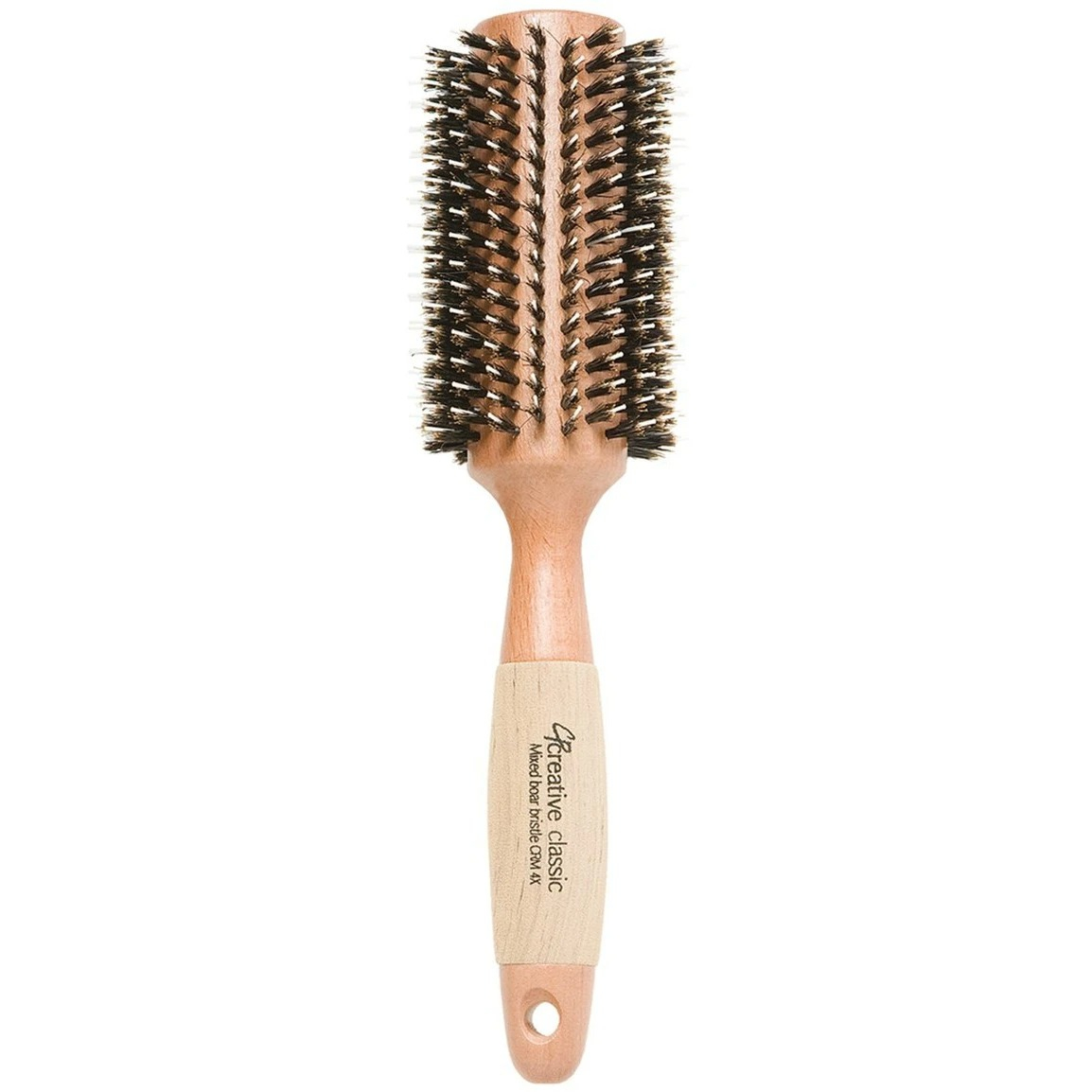 Mixed Bristle 2.5 Inch Round Hair Brush - Birchwood & Cork Handle # CRM4X